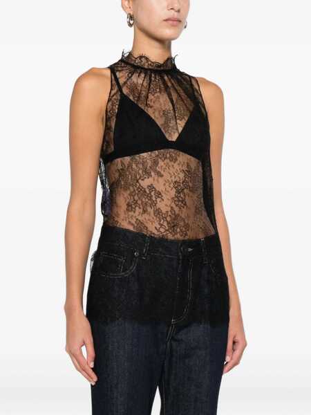 Topuri Alexander McQueen Sleeveless black Lace Top BLACK Femei (BM 19008052) 3