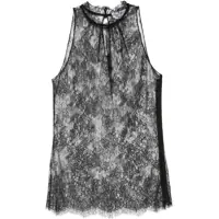 Topuri Sleeveless black Lace Top Femei