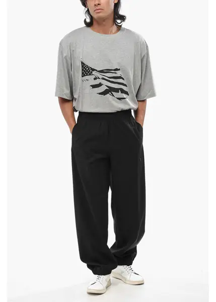 Pantaloni casual Givenchy Solid Color Wool Pants With Elastic Waistband Black Barbati (BM 19008115) 4