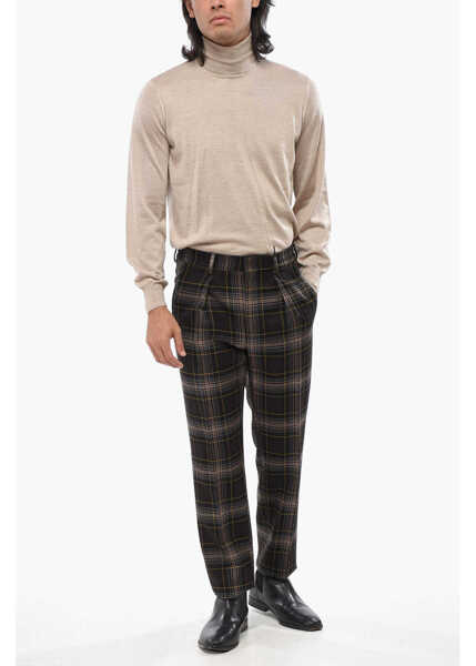 Pantaloni casual Fendi Single-Pleated Wool Checked Pants Multicolor Barbati (BM 19008286) 4