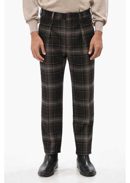 Pantaloni casual Fendi Single-Pleated Wool Checked Pants Multicolor Barbati (BM 19008286) 1