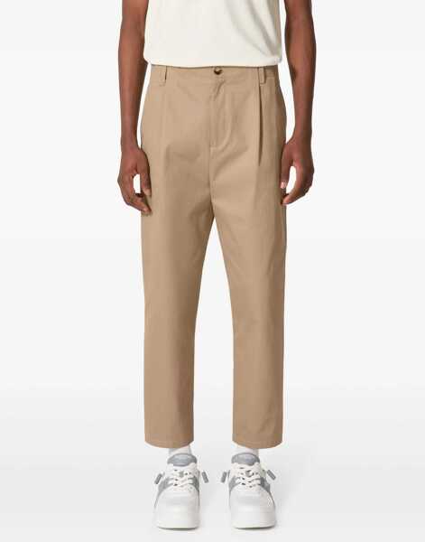 Pantaloni casual Valentino Garavani Single-Pleated Straight Leg Pants Beige Barbati (BM 19008301) 3