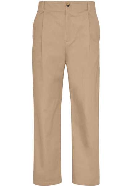 Pantaloni casual Valentino Garavani Single-Pleated Straight Leg Pants Beige Barbati (BM 19008301) 1