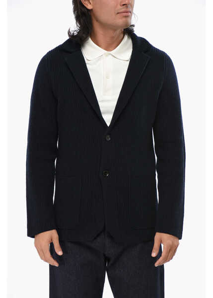 Cardigane Roberto Collina Ribbed Merino Wool And Cashmere Cardigan Blue Barbati (BM 19008364) 1