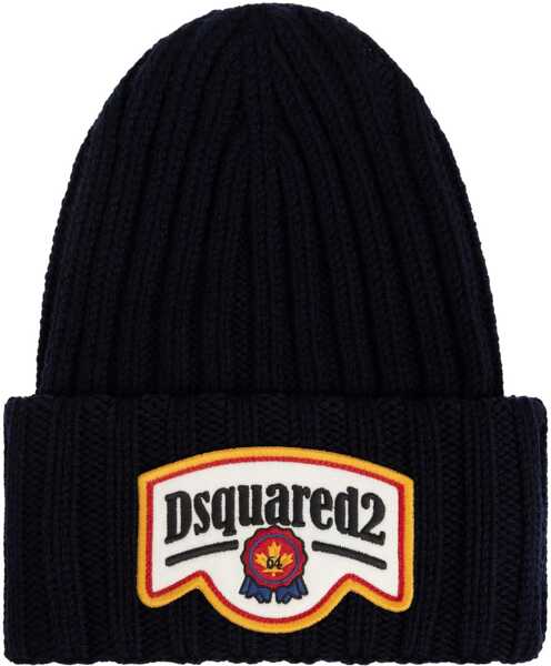 Caciuli DSQUARED2 Wool Beanie With Embossed Logo Blue Barbati (BM 19008382) 1
