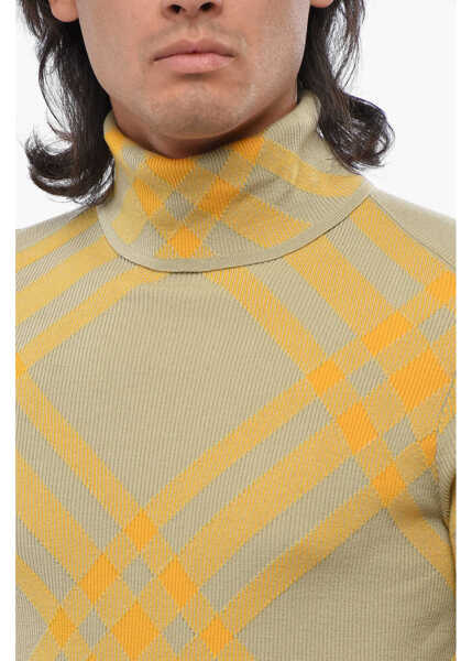 Pulovere Burberry Wool Blend Turtleneck Sweater With Iconic Motif Beige Barbati (BM 19008472) 3