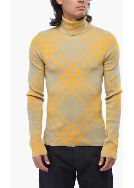 Pulovere Burberry Wool Blend Turtleneck Sweater With Iconic Motif Beige Barbati (BM 19008472) 1