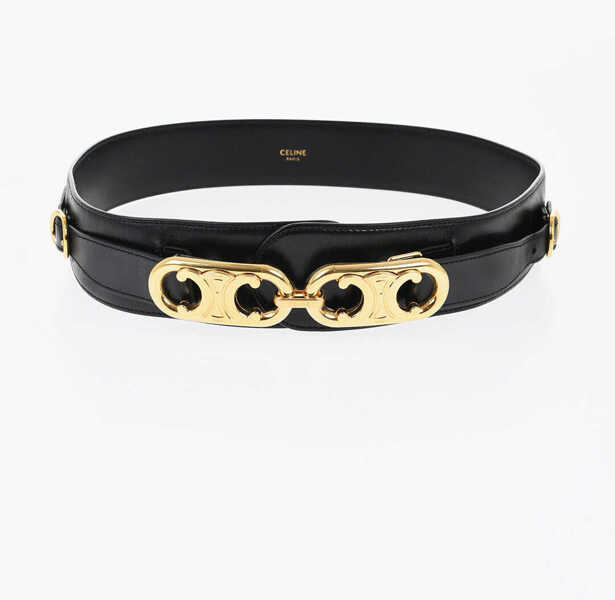 Curele Cline Leather Belt With Gold Finish Monogram Buckle 45Mm Black Femei (BM 19008499) 2