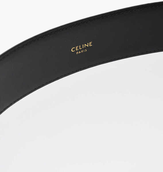 Curele Cline Leather Belt With Gold Finish Monogram Buckle 45Mm Black Femei (BM 19008499) 4