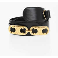 Curele Leather Belt With Gold Finish Monogram Buckle 45Mm Femei