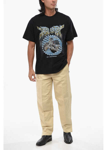 Tricouri Versace Jeans Couture Printed Crew-Neck T-Shirt Black Barbati (BM 19010521) 4