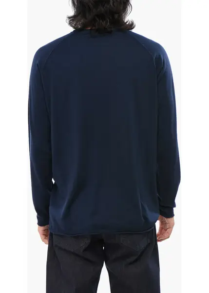 Pulovere CORNELIANI Cc Collection Solid Color Wool Crew-Neck Sweater Blue Barbati (BM 19010530) 2