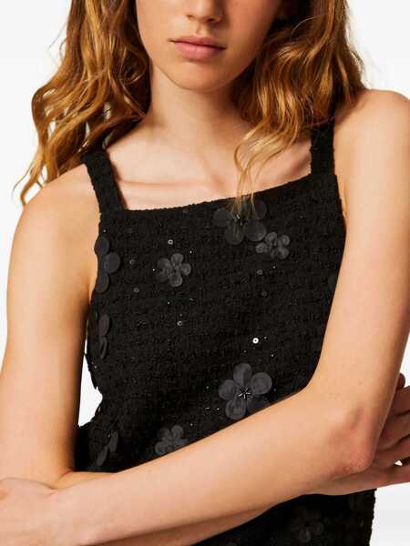 Rochii TWINSET Twinset Black Boucle Mini Dress BOUCLE FIORI NERO Femei (BM 19011345) 4