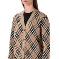 Pulovere Dama - Cardigane Burberry Burberry Wool Blend Check Cardigan SAND IP CHECK Femei (BM 19011537) - B-mall.ro