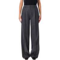 Pantaloni casual Anine Bing Dark Grey Wide-Leg Wool Trousers Femei