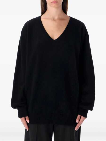 Pulovere RHEA COSTA Rhea Costa Black Wool Cashmere V-Neck Sweater Black Femei (BM 19011777) 1