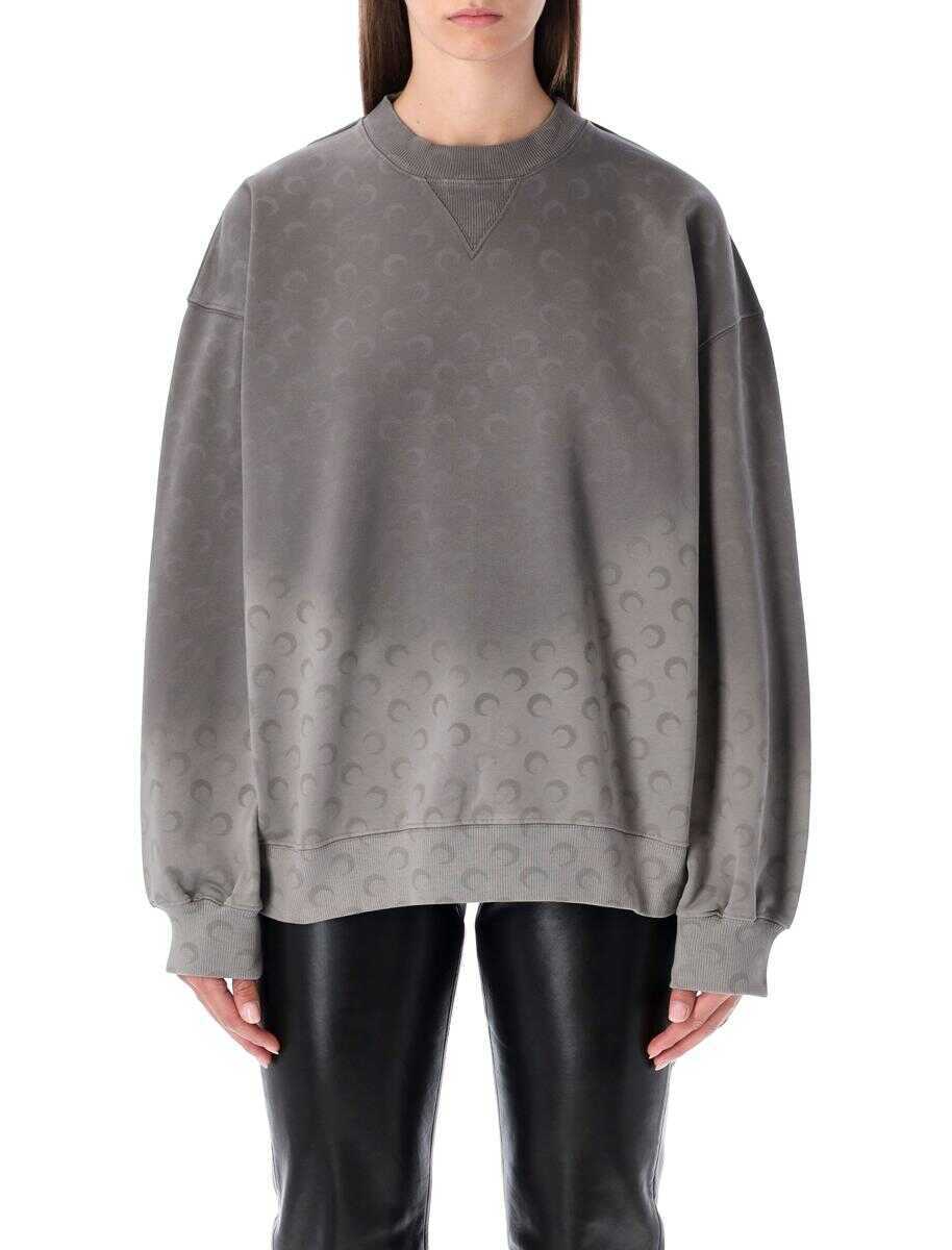 Pulovere MARINE SERRE Marine Serre Faded Moon Fleece Relaxed Sweatshirt With All-Over Print DARK GREY DEGRADE Femei (BM 19011924) 1
