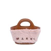 Genti de mana Marni Marni Tote Bag In Pink Fur And Brown Leather Femei