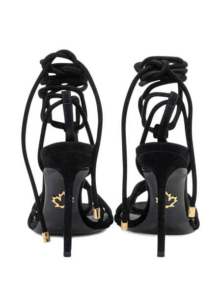 Pantofi cu toc DSQUARED2 DSQUARED2 Dsquared2 Black Sandals With Laces And High Heel Black Femei (BM 19014411) 4