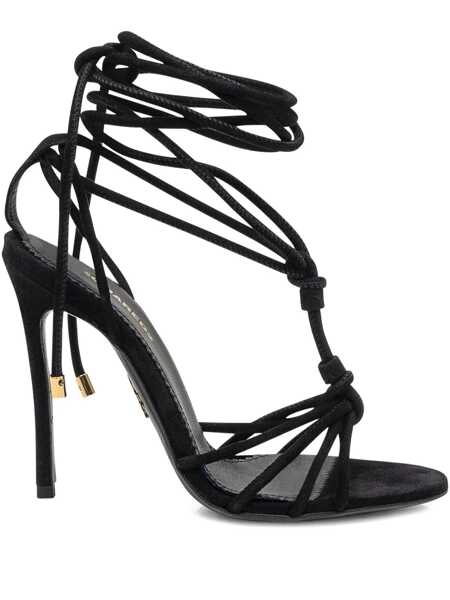 Pantofi cu toc DSQUARED2 DSQUARED2 Dsquared2 Black Sandals With Laces And High Heel Black Femei (BM 19014411) 1