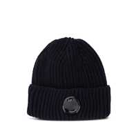 Caciuli Blue Knit Beanie With Logo Plaque On The Front In Wool Man Barbati