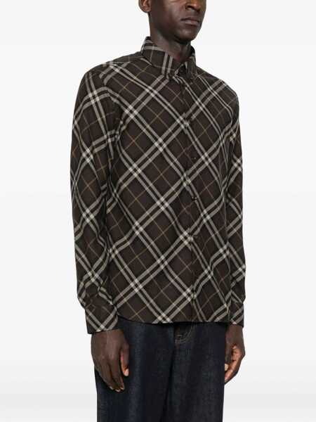 Camasi casual Burberry Cotton Flannel Check Shirt BROWN Barbati (BM 19017775) 3