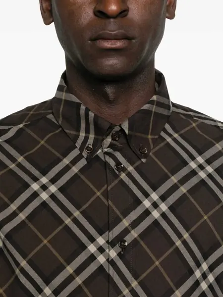 Camasi casual Burberry Cotton Flannel Check Shirt BROWN Barbati (BM 19017775) 5