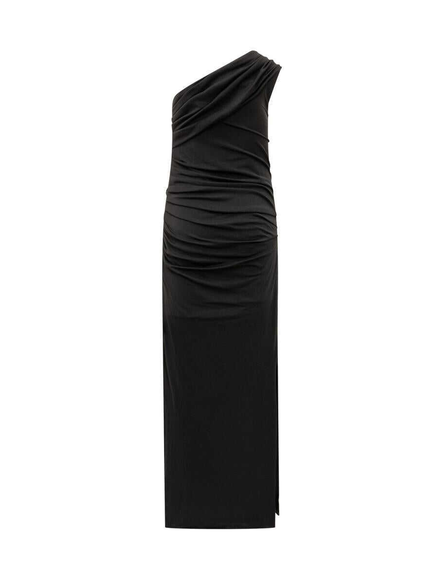Rochii ROTATE Birger Christensen Rotate Birger Christensen Rotate Long Dress Black One-Shoulder Draped Black Femei (BM 19023282) 2