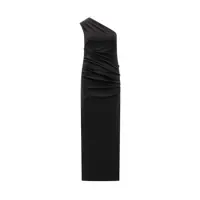 Rochii Rotate Birger Christensen Rotate Long Dress Black One-Shoulder Draped Femei