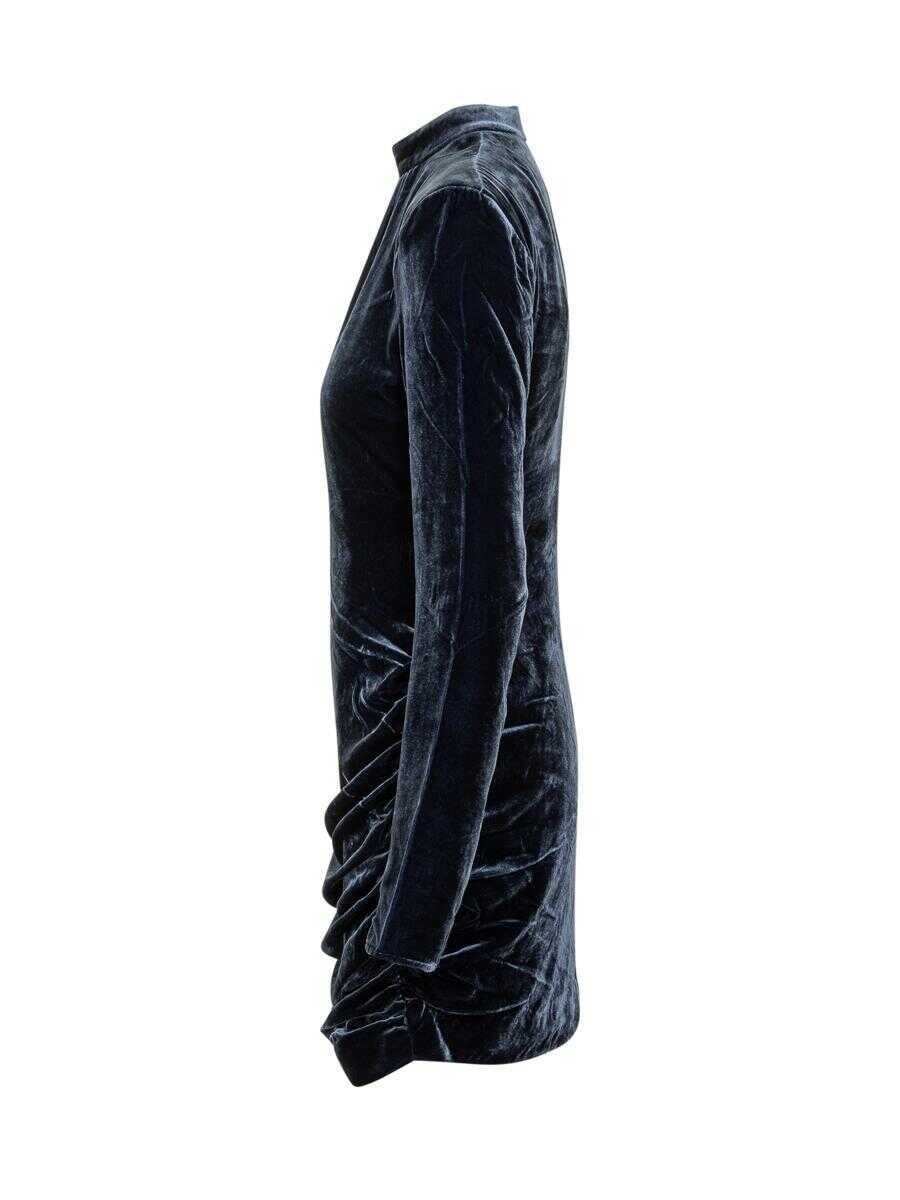 Rochii ROTATE Birger Christensen Rotate Birger Christensen Rotate Draped Velvet Mini Dress BLUE Femei (BM 19023288) 3