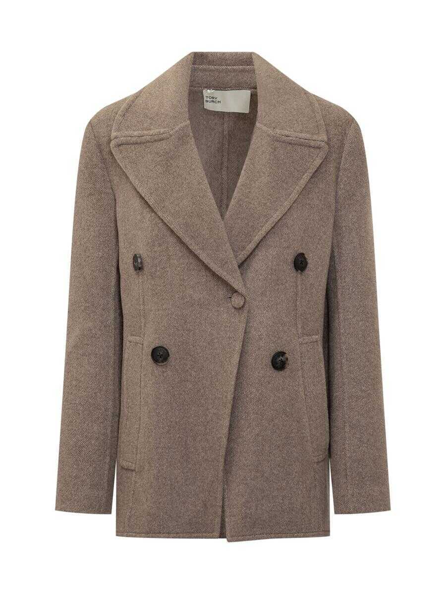 Paltoane Tory Burch Tory Burch Tory Burch Double-Breasted Coat In Beige Wool Beige Femei (BM 19023456) 1