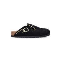 Pantofi cu toc Birkenstock Boston Black Suede Mules With Studs Femei