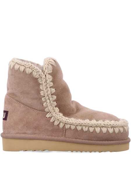 Pantofi cu toc Mou Mou Eskimo 18 Sheepskin Boots With Crochet Stitching Brown Femei (BM 19024266) 1