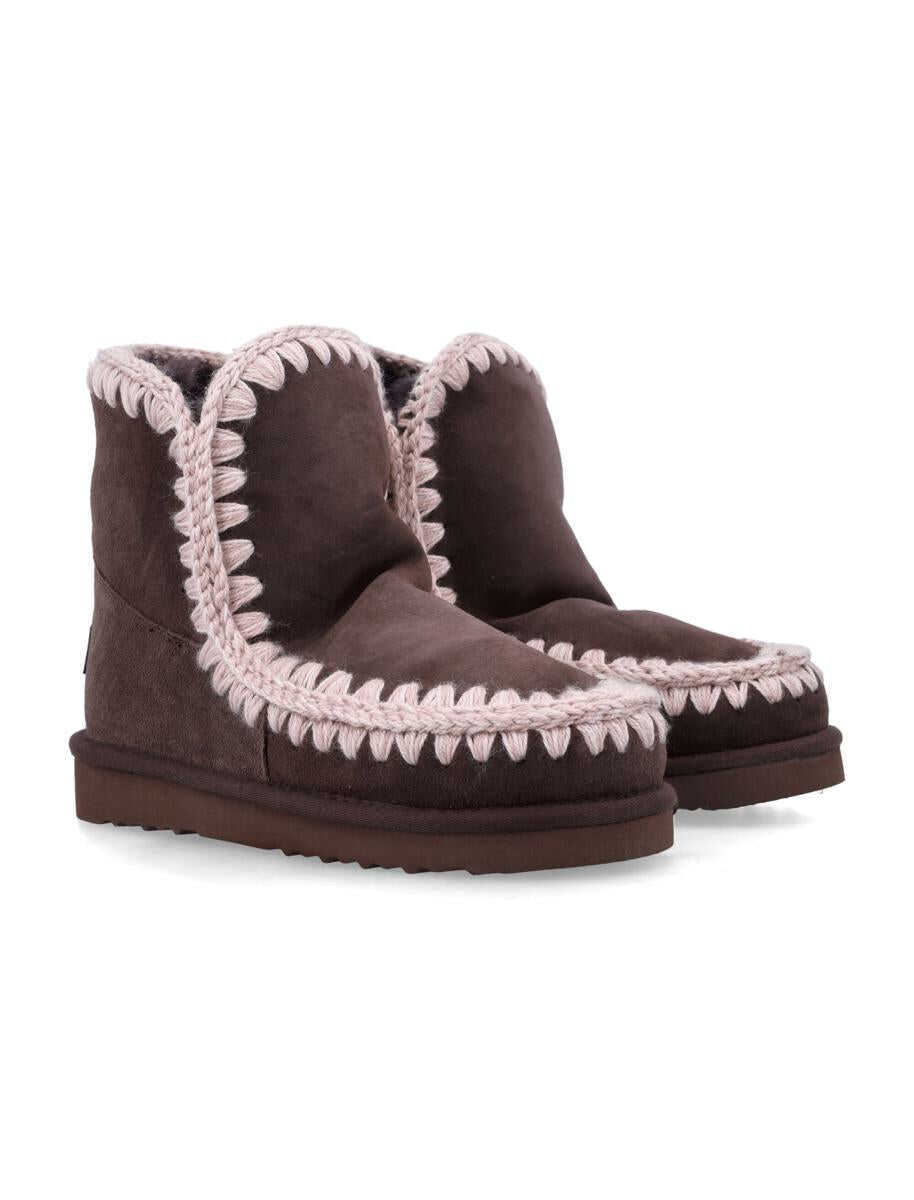 Pantofi cu toc Mou Mou Eskimo 18 Sheepskin Boots With Crochet Stitching MOCHA Femei (BM 19024272) 2