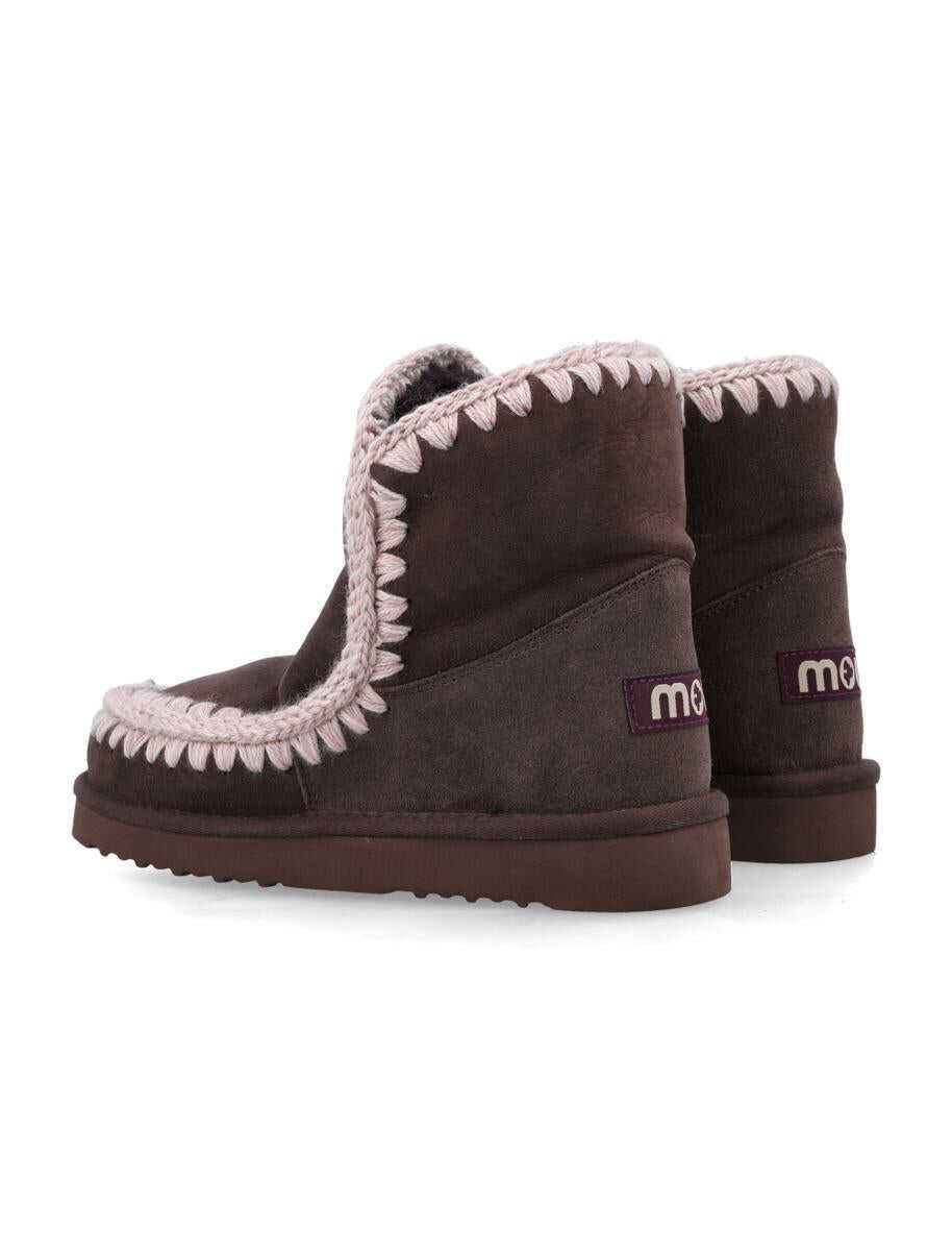 Pantofi cu toc Mou Mou Eskimo 18 Sheepskin Boots With Crochet Stitching MOCHA Femei (BM 19024272) 3