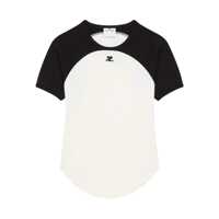 Tricouri Courrèges White And Black Cotton T-Shirt Femei