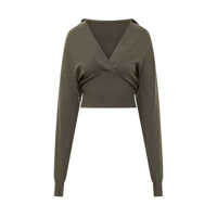 Pulovere Stella McCartney Stella Mccartney Short Green V-Neck Pullover Femei