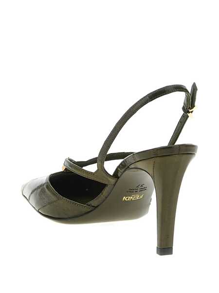 Pantofi cu toc Fendi Fendi Fendi Ffold Slingback GREEN Femei (BM 19025148) 4