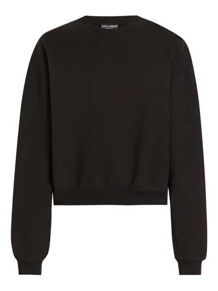 Pulovere Dolce & Gabbana Dolce & Gabbana Long-Sleeved Cropped Sweatshirt Black Barbati (BM 19025199) 1