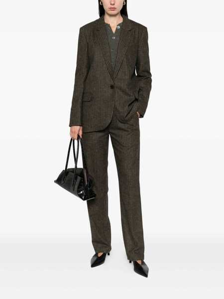 Sacouri Isabel Marant Isabel Marant Single-Breasted Pinstripe Blazer BROWN Femei (BM 19025289) 2