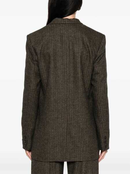 Sacouri Isabel Marant Isabel Marant Single-Breasted Pinstripe Blazer BROWN Femei (BM 19025289) 4