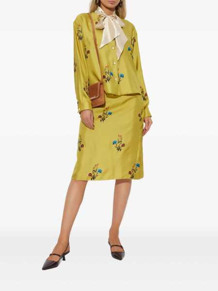 Camasi Marni Marni Marni Silk Shirt With Bow And Floral Print YELLOW Femei (BM 19025781) 2