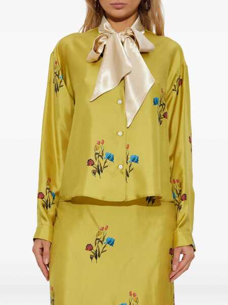 Camasi Marni Marni Marni Silk Shirt With Bow And Floral Print YELLOW Femei (BM 19025781) 3
