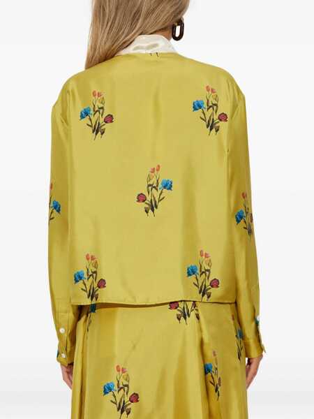 Camasi Marni Marni Marni Silk Shirt With Bow And Floral Print YELLOW Femei (BM 19025781) 4