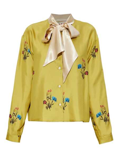 Camasi Marni Marni Marni Silk Shirt With Bow And Floral Print YELLOW Femei (BM 19025781) 1