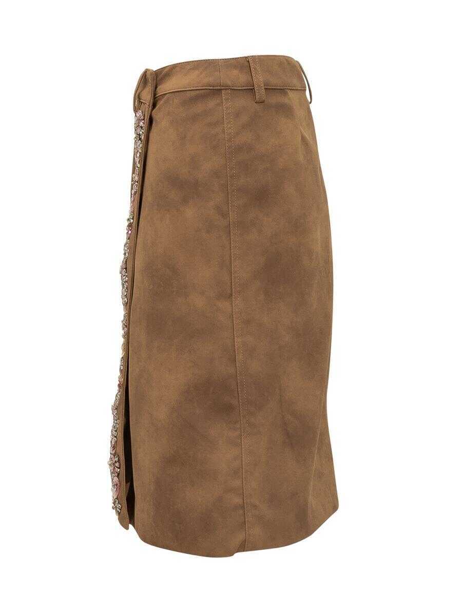 Fuste DESPHEMMES DesPhemmes Des Phemmes Skirt With Jeweled Applications BROWN Femei (BM 19026069) 3