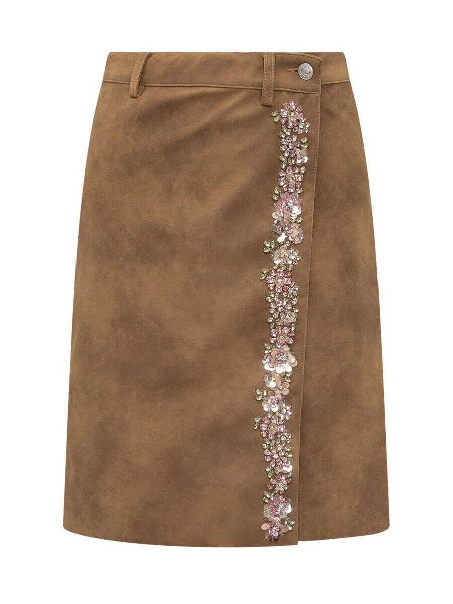 Fuste DESPHEMMES DesPhemmes Des Phemmes Skirt With Jeweled Applications BROWN Femei (BM 19026069) 1