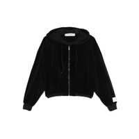 Pulovere Black Sweatshirt With Fixed Hood And Logo Patch On The Sleeve In Cotton Blend Woman Femei