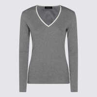 Pulovere Fabiana Filippi Grey Cotton Knitwear Femei