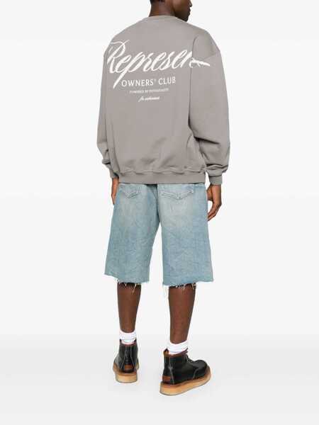 Tricouri REPRESENT Grey Crewneck T-Shirt With Logo Lettering On The Front And Maxi Logo Print On The Rear In Cotton Man GREY Barbati (BM 19027131) 2